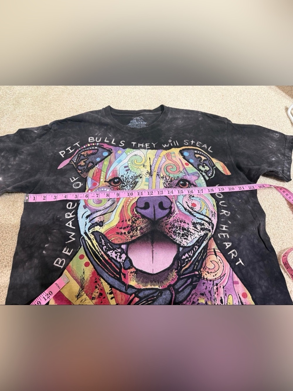 The Mountain T-Shirt Mens Large Black Tie Dye Pit Bull Dean Russo Graphic Tee - Picture 5 of 6